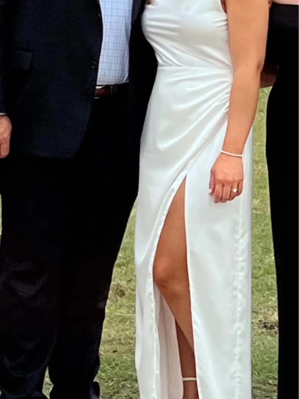 Show Me Your MuMu Ivory Satin High-Slit Maxi Dress - Picture 2 of 2